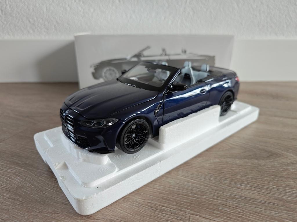 Minichamps BMW M4 Competition G83 Cabrio Tansanitblau, Hobby en Vrije tijd, Modelauto's | 1:18, Ophalen of Verzenden, Gebruikt