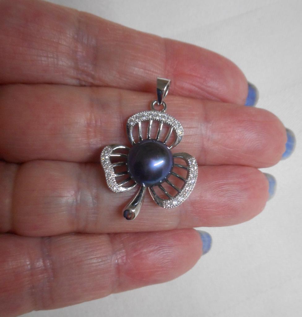 Prachtige zilveren hanger met parel nr.1730, Sieraden, Tassen en Uiterlijk, Kettinghangers, Verzenden, Zo goed als nieuw, Met parel