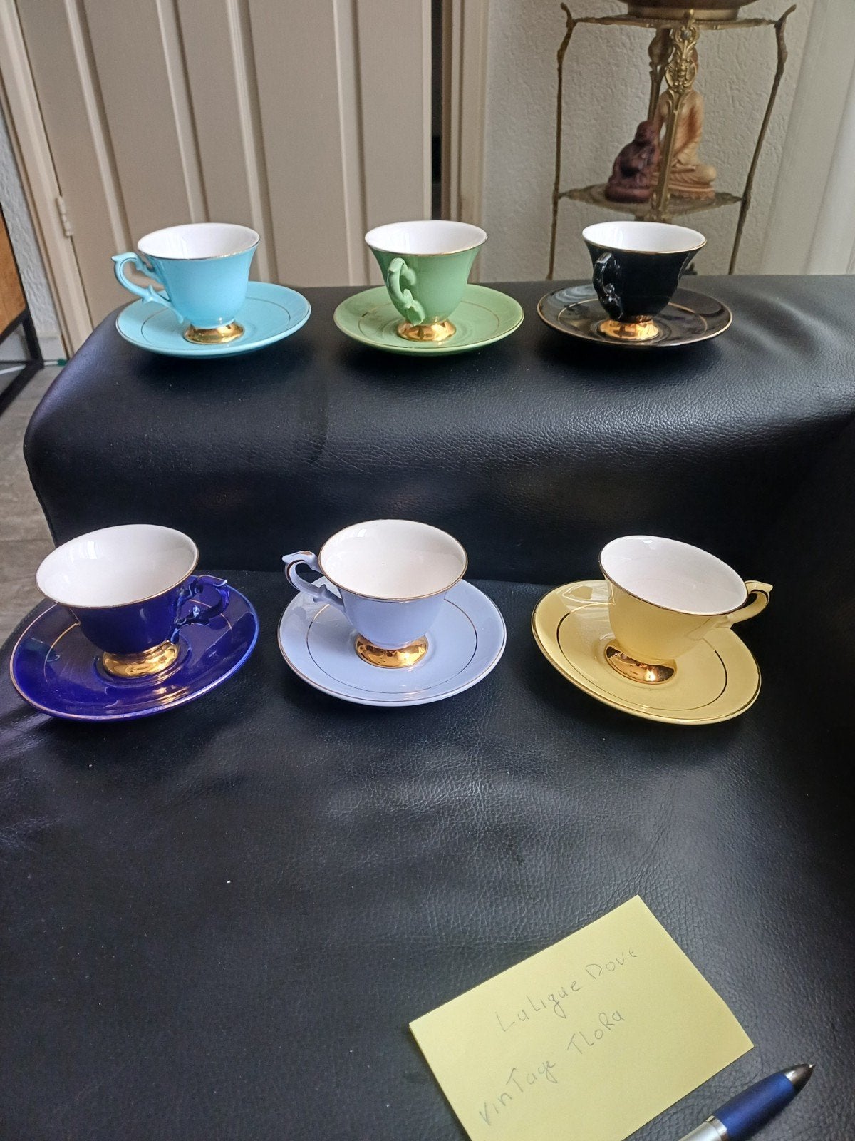 6 retro/ vintage  engelse thee kopjes handgemaakte  beschild, Ophalen of Verzenden