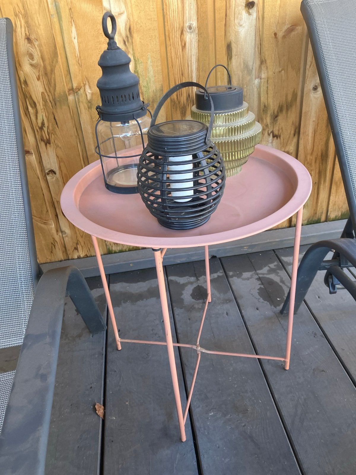 Set van 3 decoratieve buitenlampen/lantaarn en het tafeltje, Ophalen, Gebruikt, Minder dan 50 watt, Overige typen