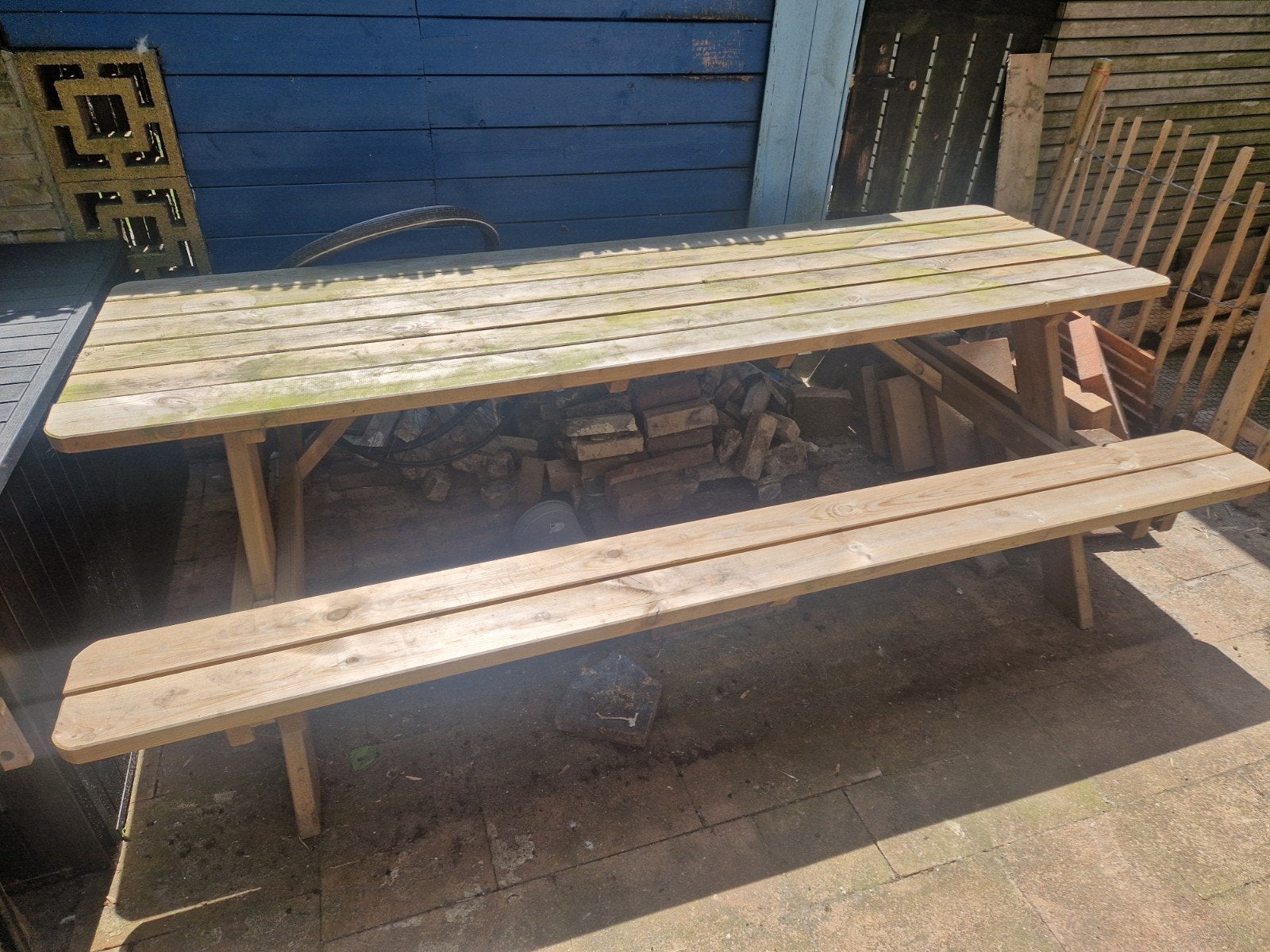 Picknicktafel 240cm, Ophalen, Gebruikt, Inklapbaar, Rechthoekig