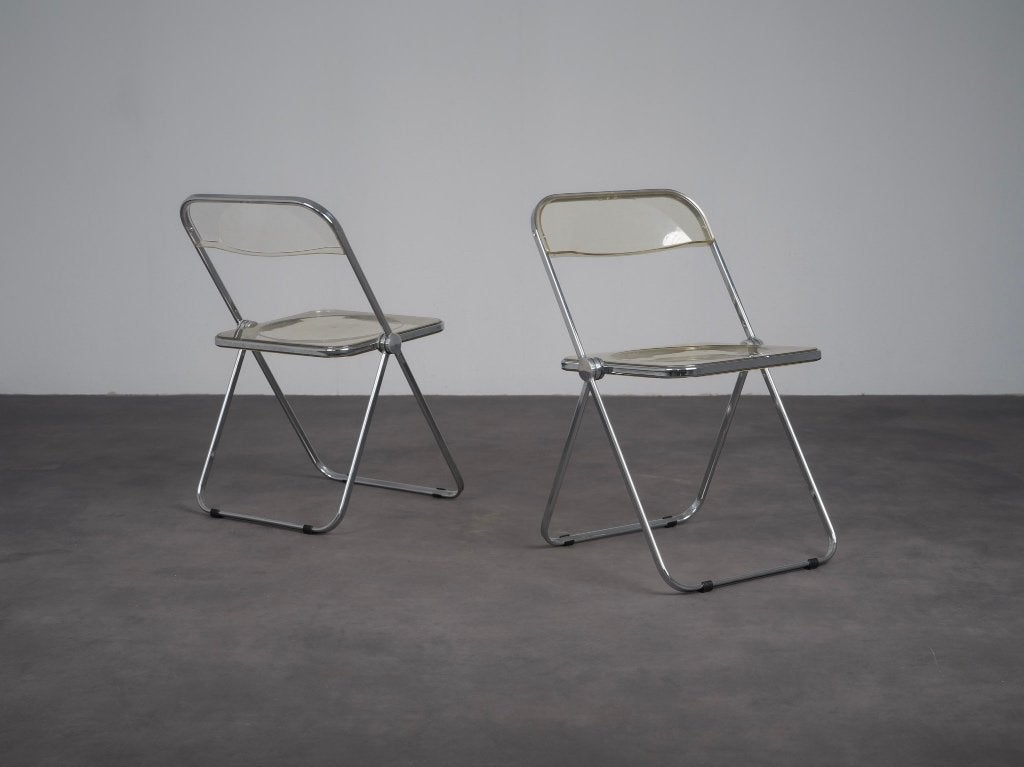 2x Plia Klapstoel Giancarlo Piretti Castelli Jaren 70, Huis en Inrichting, Stoelen, Ophalen, Twee, Italiaans Design, Zo goed als nieuw