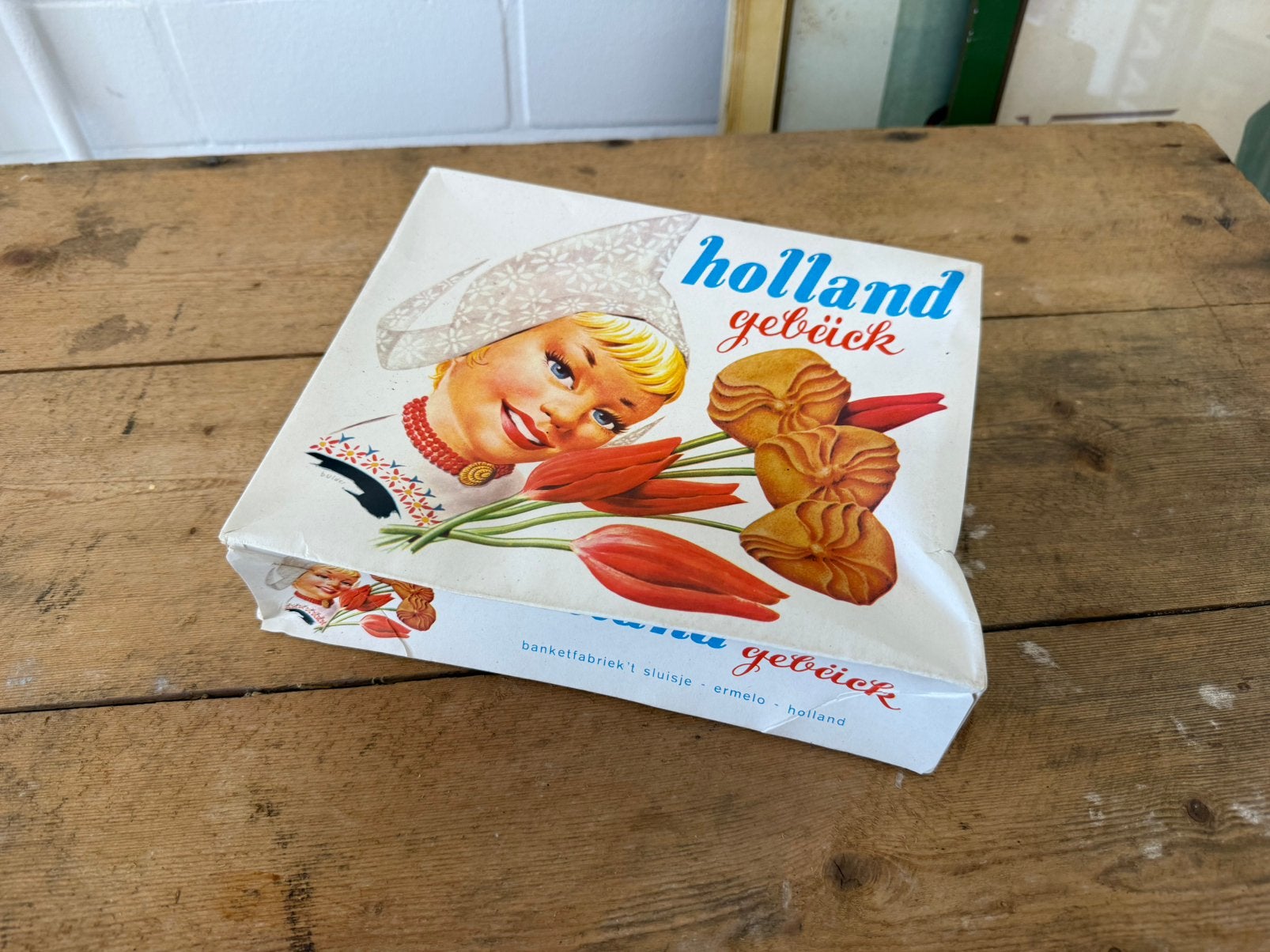 Reclame verpakking ‘t sluisje ernelo holland gebak bakkerij, Ophalen of Verzenden, Zo goed als nieuw, Reclamebord