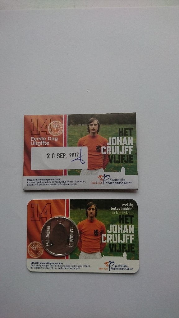 Eerste Dag uitgifte Johan Cruijff Vijfje, Verzenden, Overige landen, Overige waardes, Losse munt