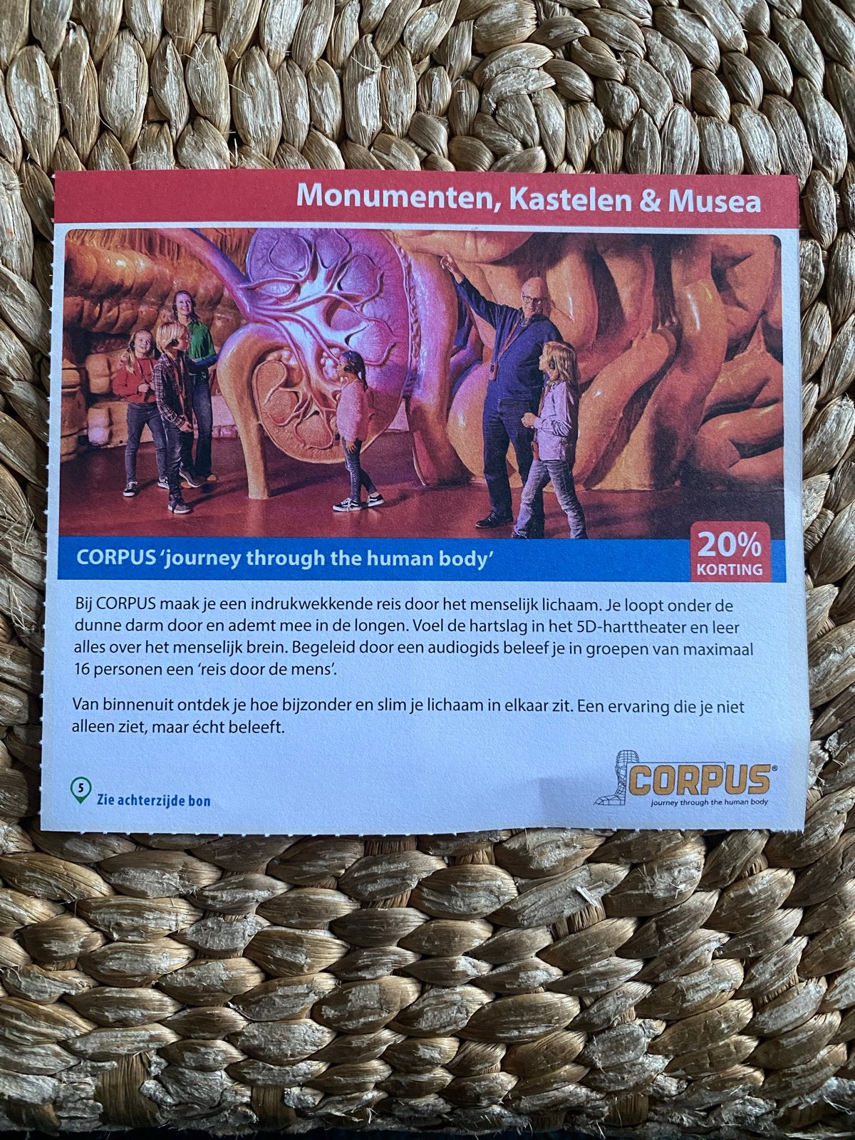 Corpus kortings kaart 20%, Tickets en Kaartjes, Musea, Drie personen of meer