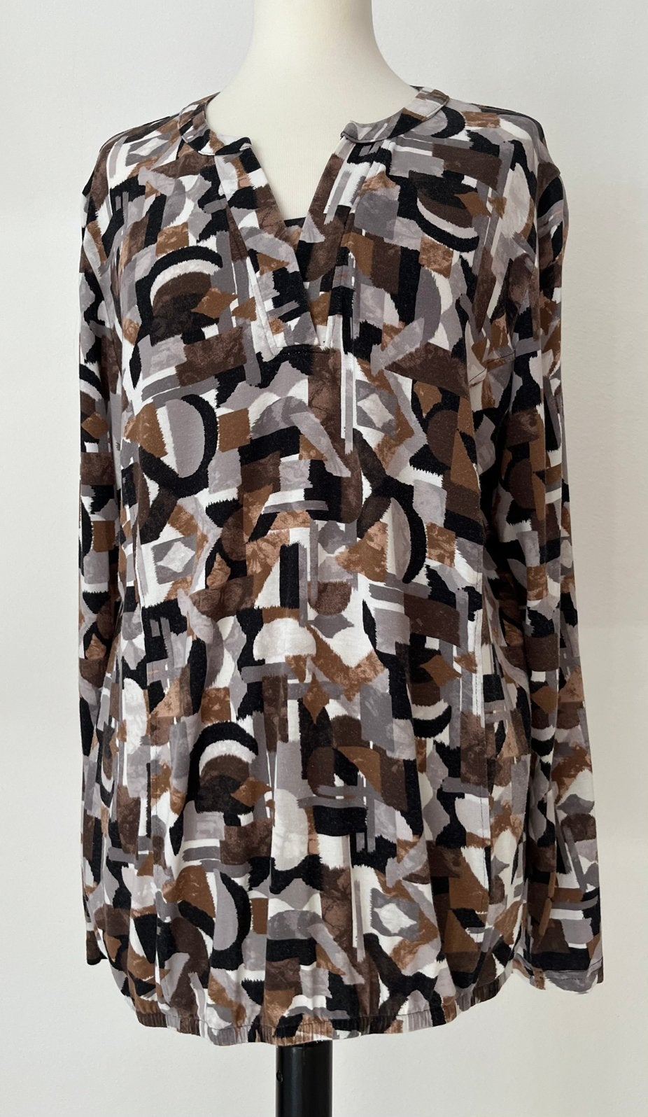 Rossini blouse met print in zwart/bruin/grijs/wit maat L, Ophalen of Verzenden, Gedragen, Maat 42/44 (L), Bruin