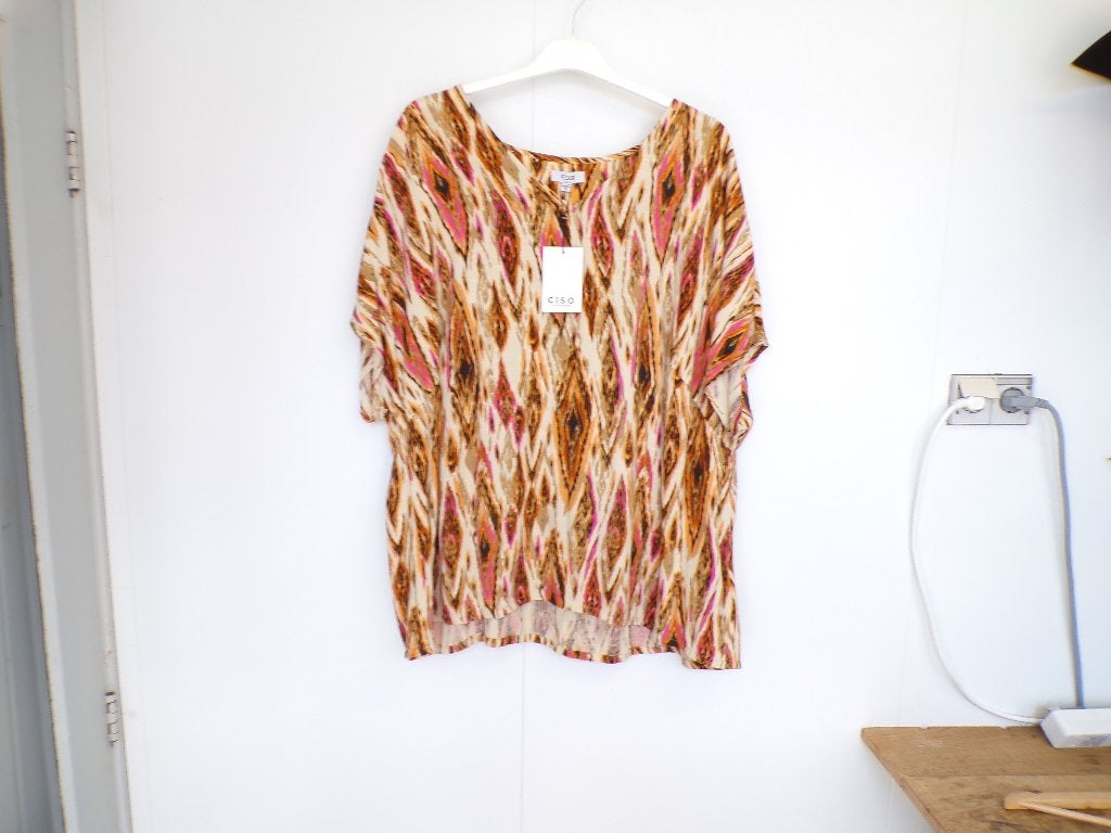 Multicolor top Ciso v-hals korte mouw maat 54 nieuw!, Kleding | Dames, Meerkleurig, Nieuw, Ciso, Nvt