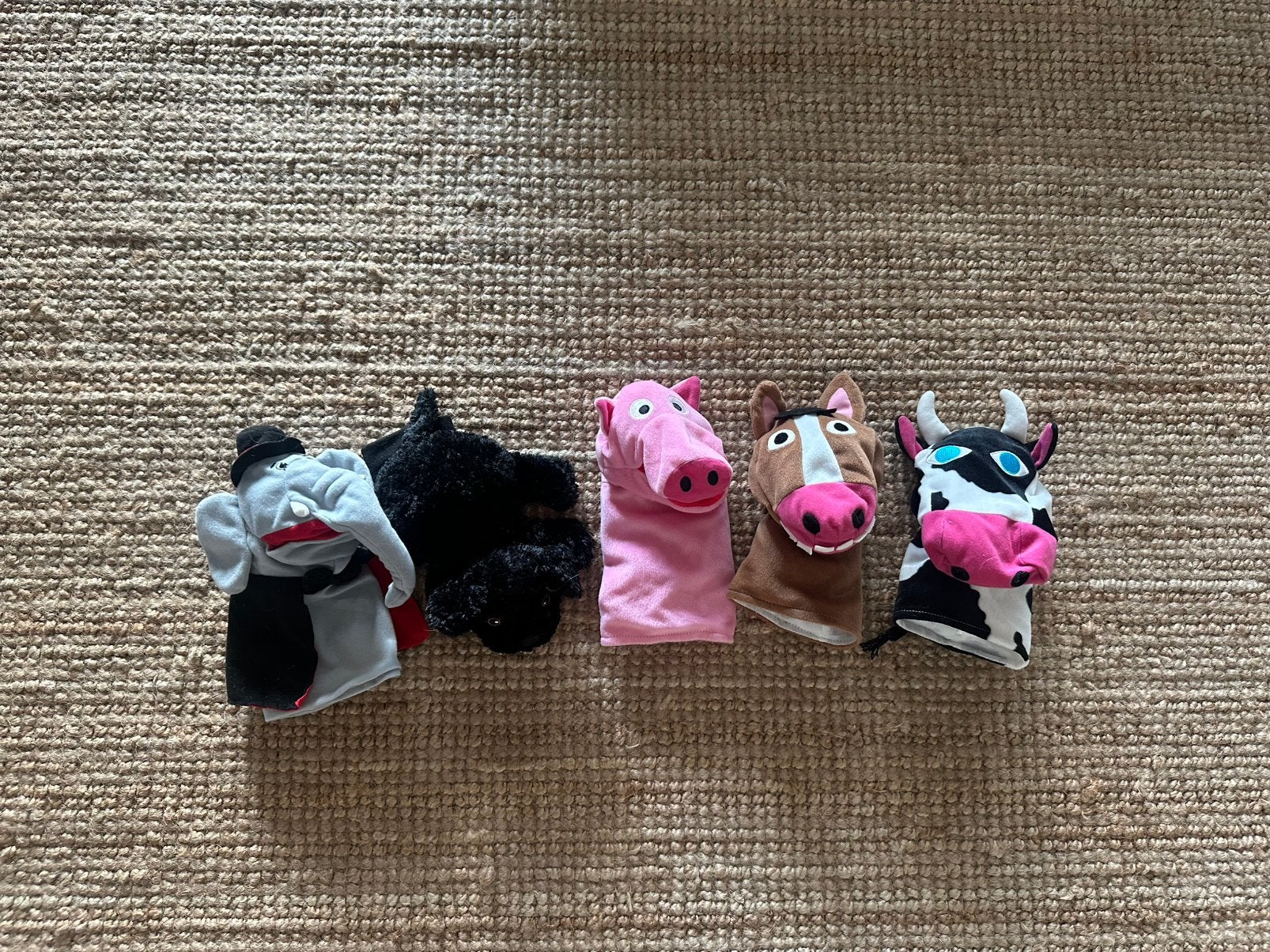 Set 5 dieren handpoppen, Ophalen of Verzenden, Gebruikt