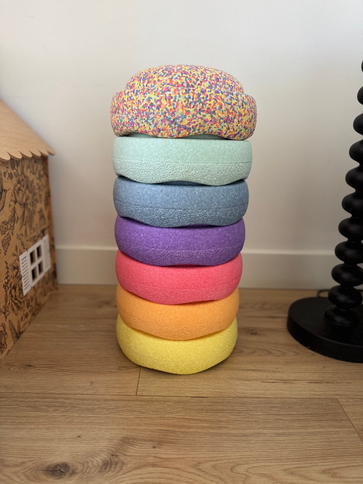 Stapelstein stenen: 6 pastel rainbow + 1 confetti, Kinderen en Baby's, Speelgoed | Educatief en Creatief, Ophalen, Zo goed als nieuw