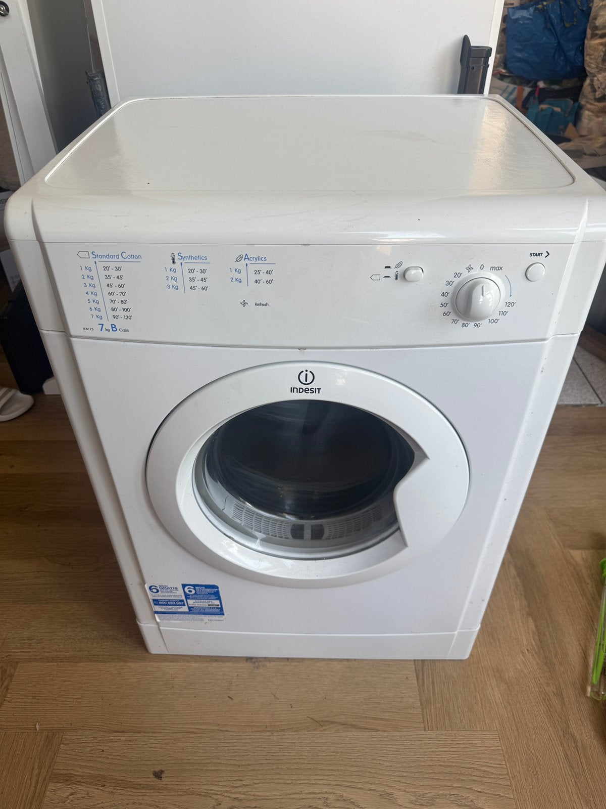 Indesit luchtafvoer droger, Witgoed en Apparatuur, Ophalen, 6 tot 8 kg, Luchtafvoer, Zo goed als nieuw