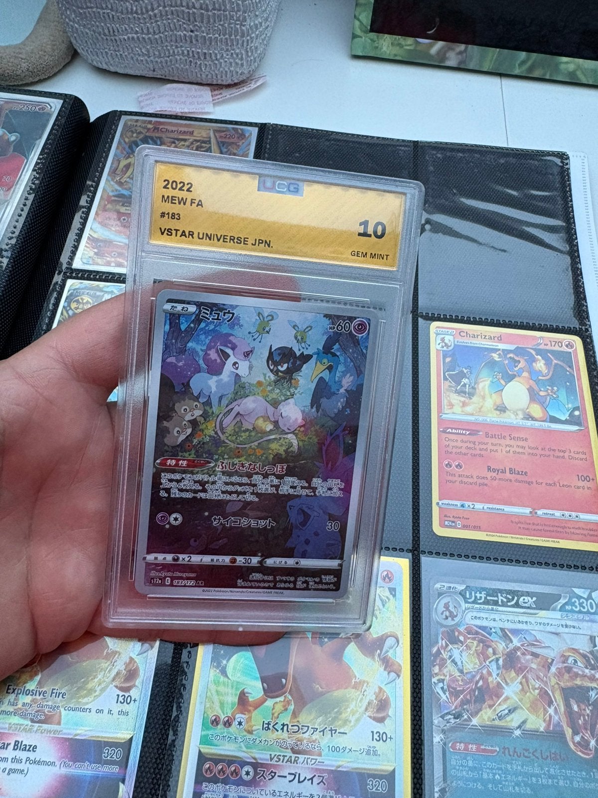 Mew full art grade 10, Ophalen of Verzenden, Zo goed als nieuw, Meerdere kaarten, Foil