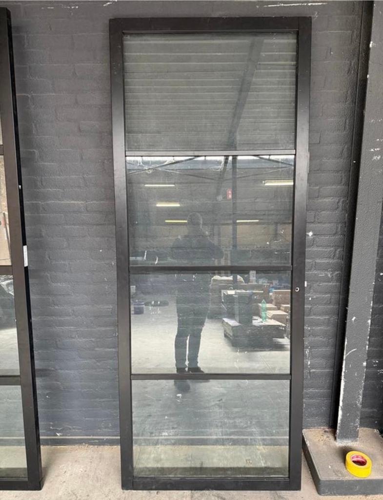 Stalen binnendeur met glas - Zwart, Ophalen, Gebruikt, 80 tot 100 cm, 215 cm of meer