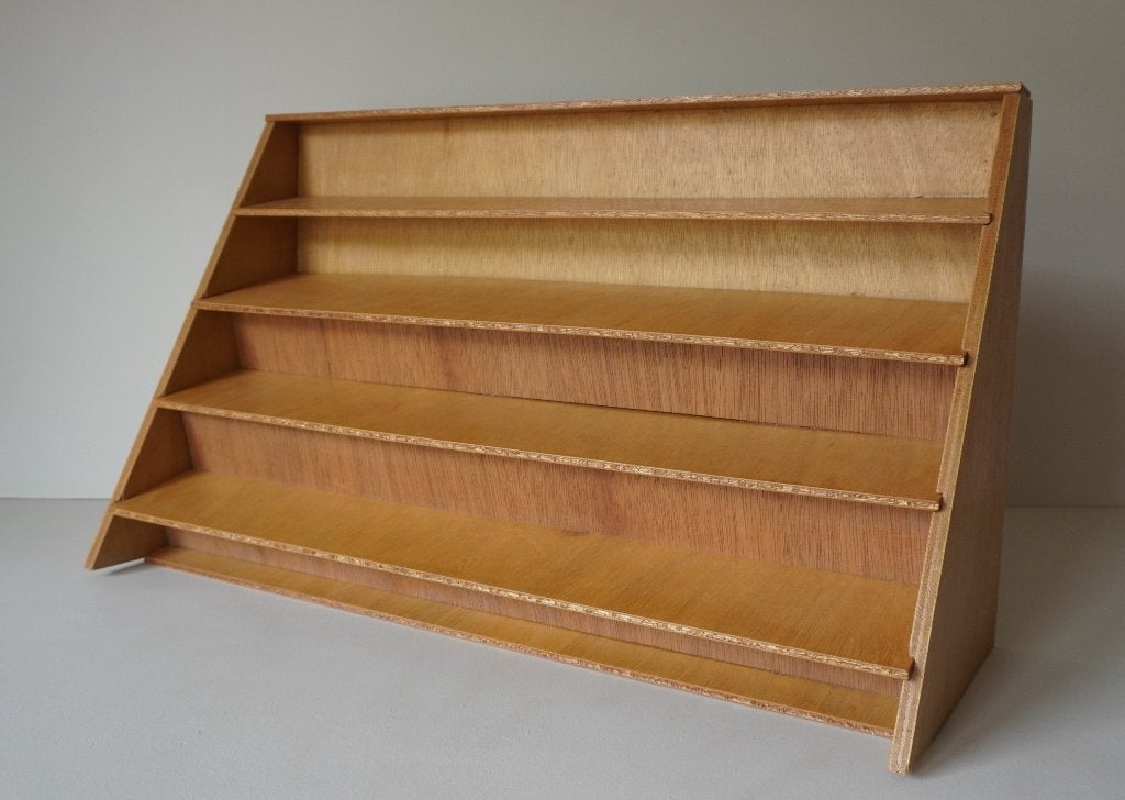 Houten hout zelfgebouwde etagere tafel presentatie, Ophalen of Verzenden, Gebruikt