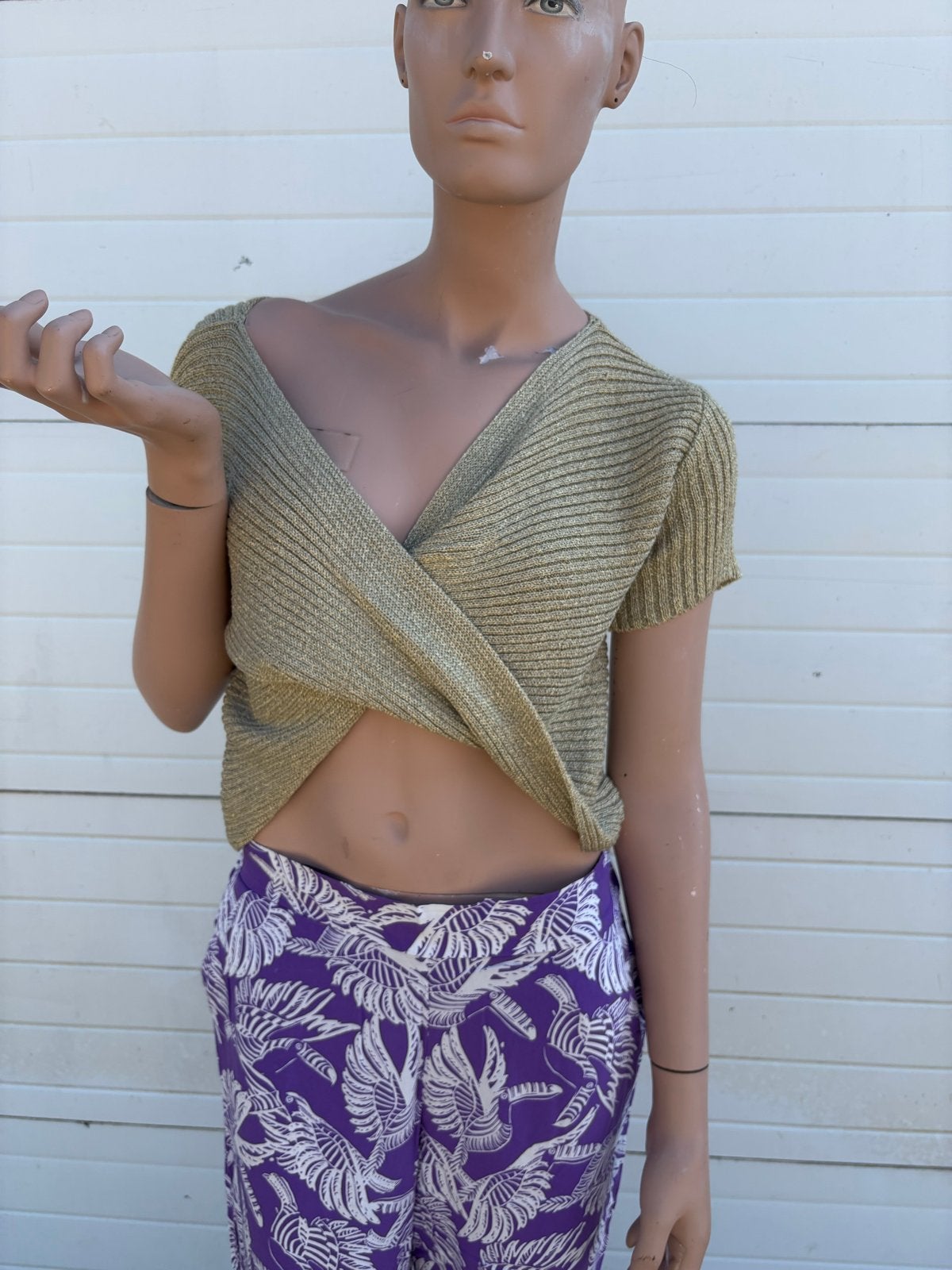 Gouden glitter crop top met korte mouwen, Kleding | Dames, Tops, Ophalen of Verzenden, Zo goed als nieuw, Korte mouw, Maat 36 (S)