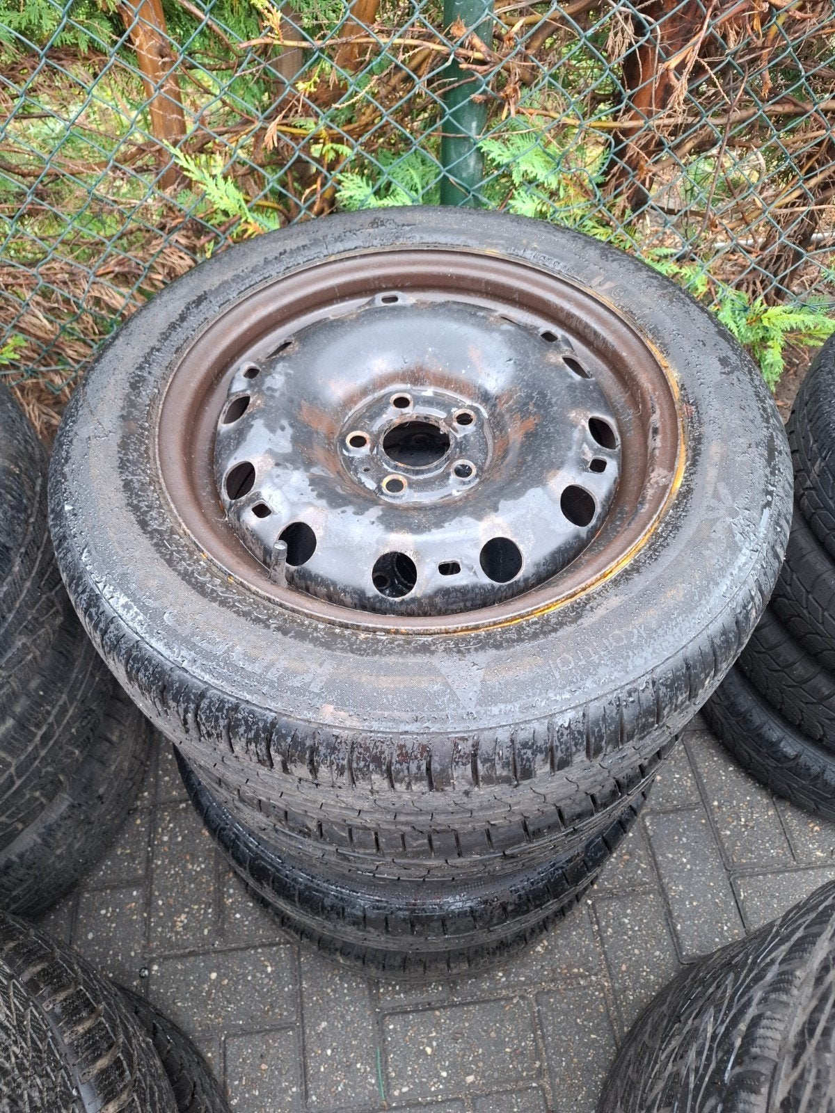 Gebruikte zomerbanden met stalen velgen, Gebruikt, 15 inch, Banden en Velgen, Ophalen of Verzenden