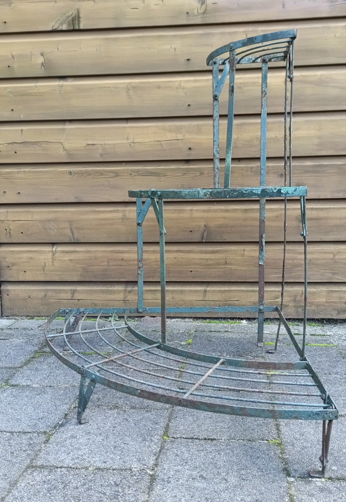 Antieke metalen plantenrek voor tuin of balkon, Gebruikt, Ophalen of Verzenden, Balkon, Metaal