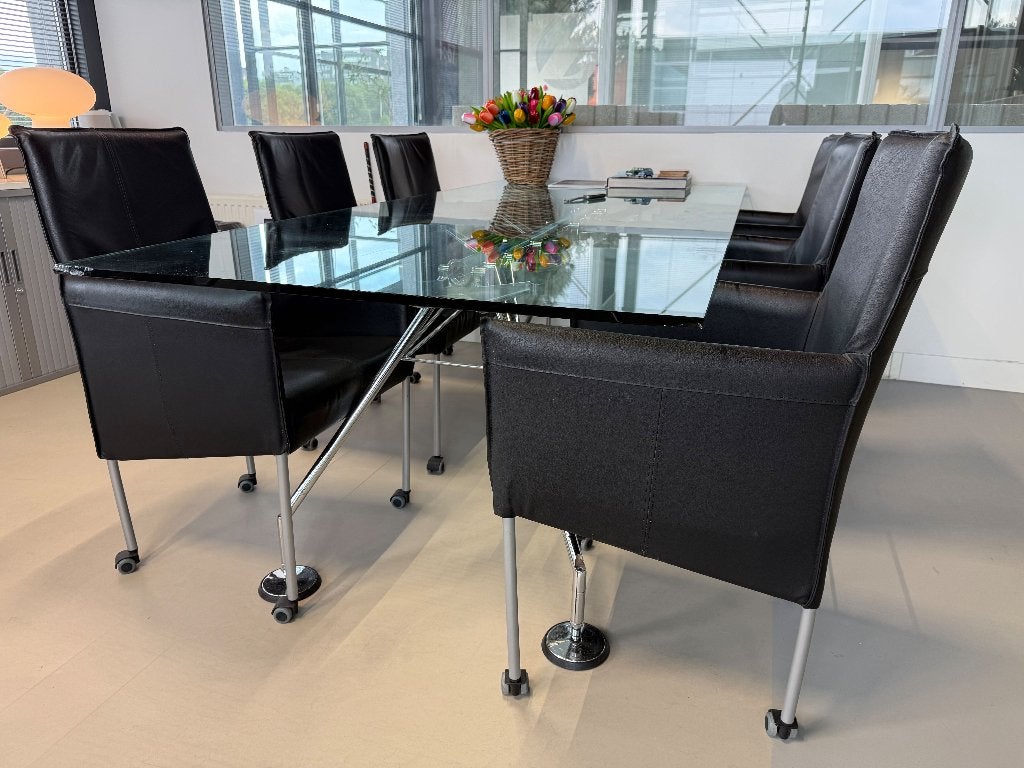 Vergader- of eetkamerstoel 6x + Bureaustoel 1x, Huis en Inrichting, Bureaustoelen, Ophalen, Gebruikt, Zwart, Bureaustoel