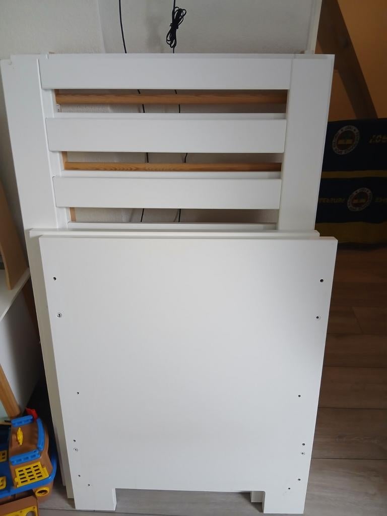 Bopita Ledikant Wit met Houten Spijlen, Ophalen of Verzenden, Gebruikt, Ledikant