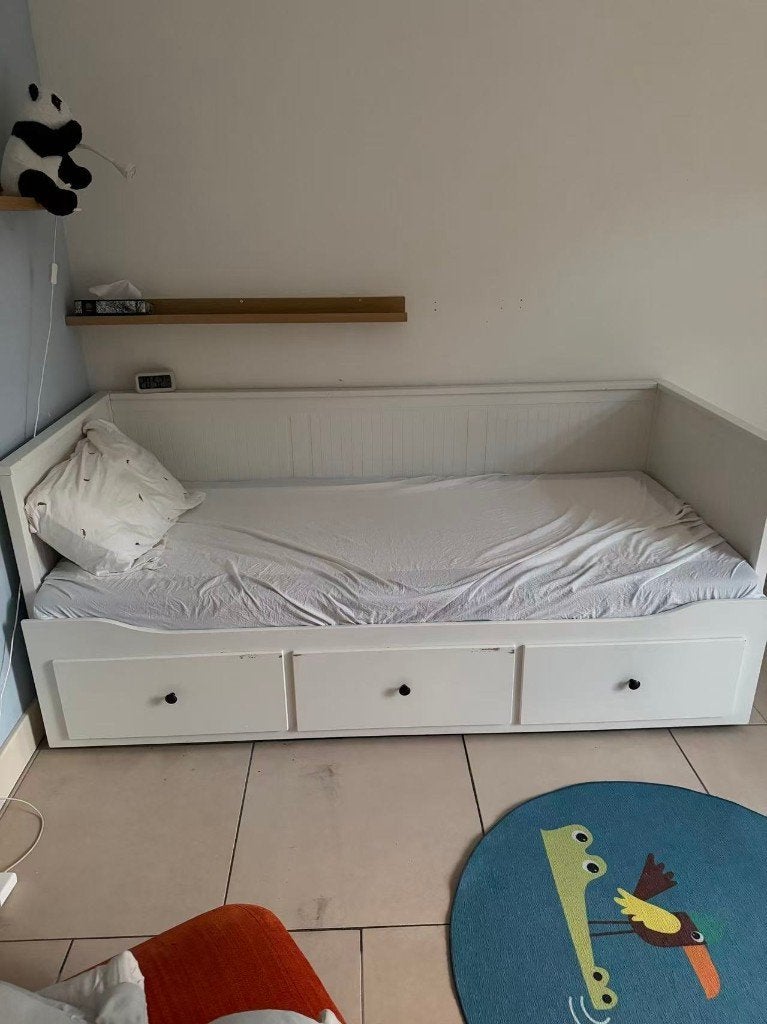 Gratis Ikea Hemnes bedbank., Ophalen, Gebruikt, Wit, Tweepersoons