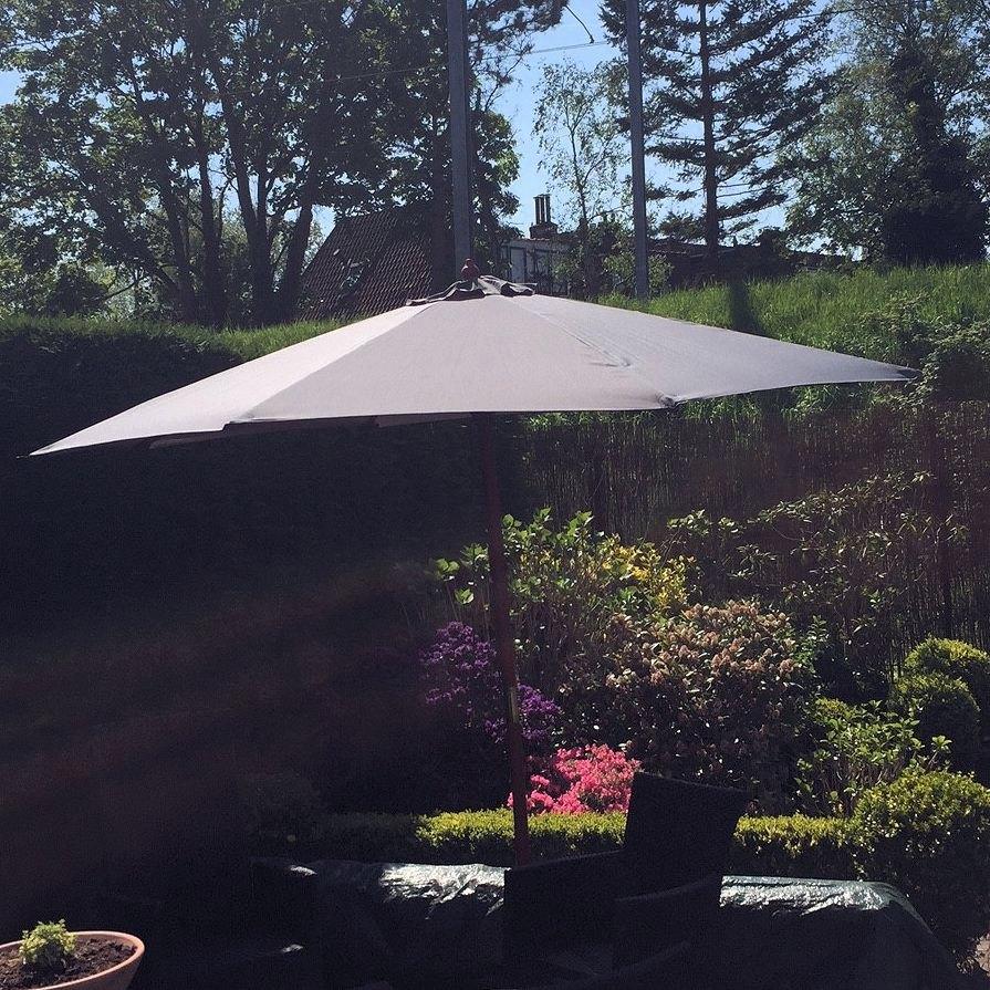 Stevige houten stokparasol in trendy grijs, nieuw in doos!, Tuin en Terras, Info@new-trend.nl, Nieuw, Prins Hendriklaan 160, Overveen
