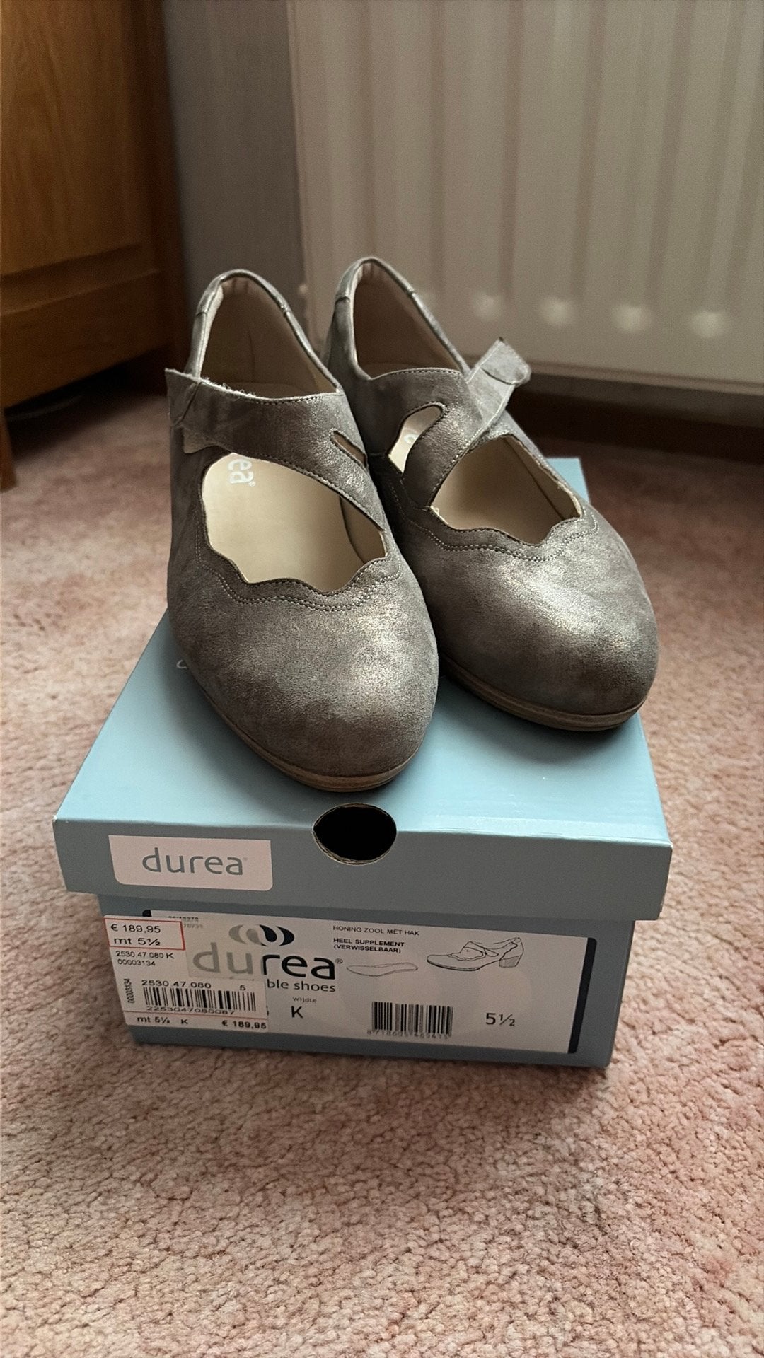 Durea schoenen met hakje maat 38,5 (5,5), Ophalen of Verzenden, Zo goed als nieuw, Grijs