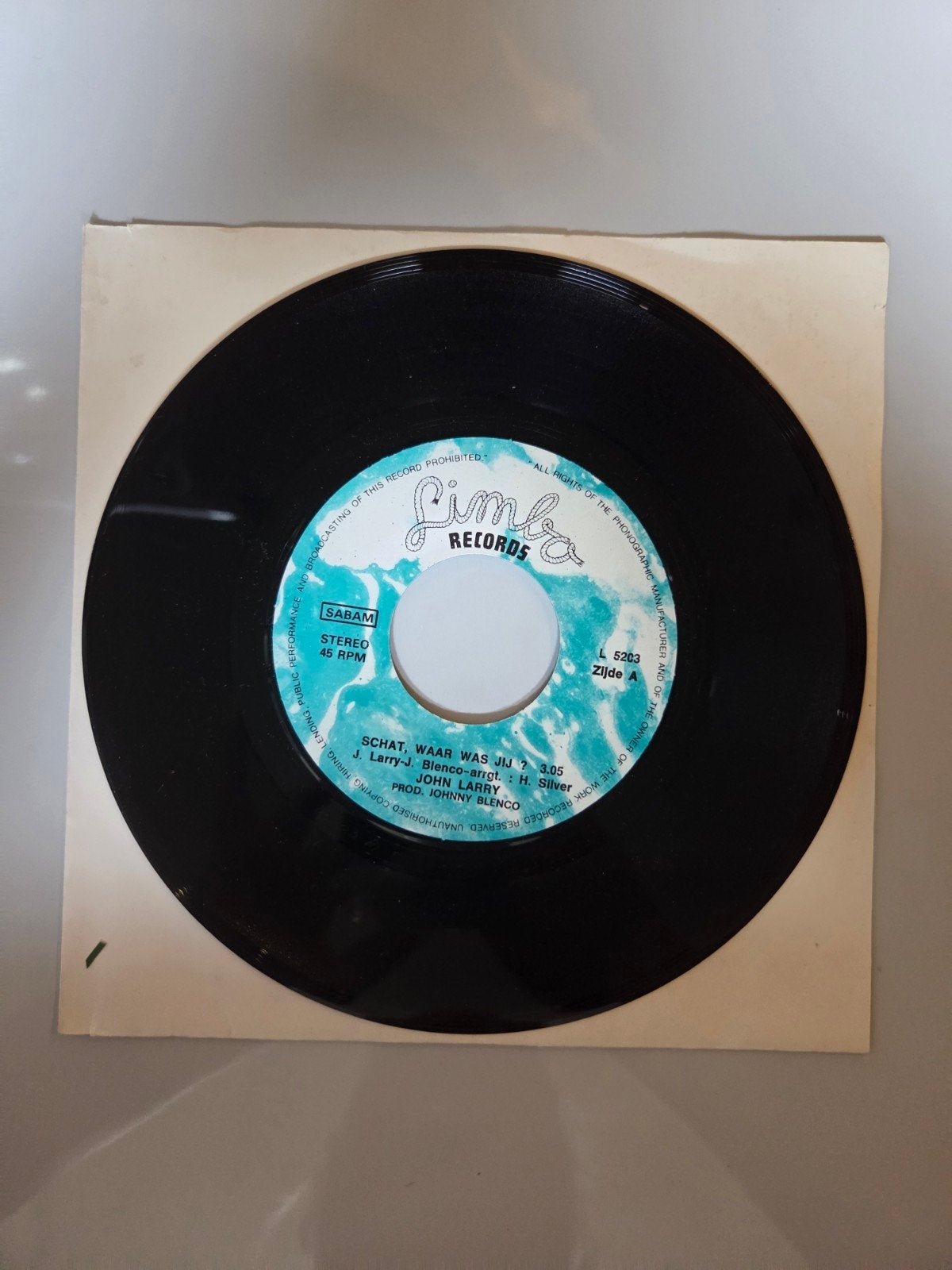 John Larry - Schat, waar was jij ?, Ophalen of Verzenden, Gebruikt, 7 inch, Nederlandstalig