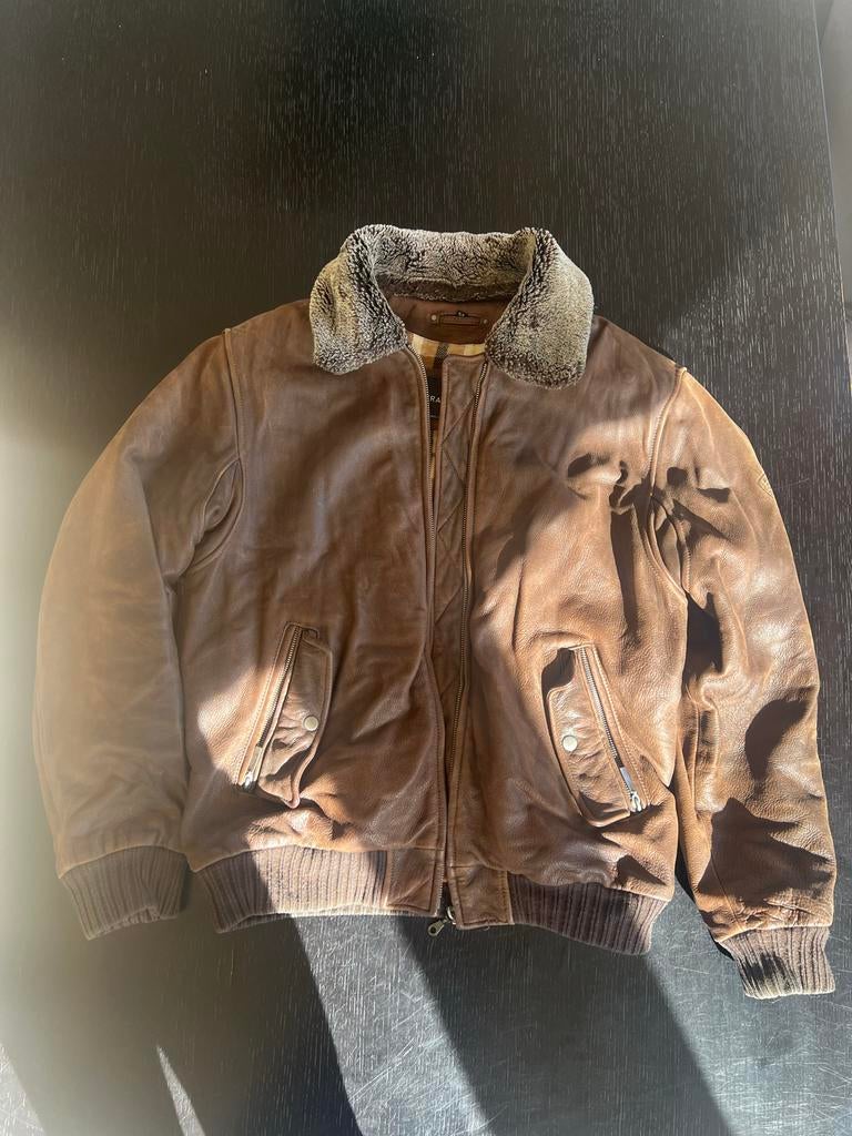 Leren Trapper piloten jack maat 54, Kleding | Heren, Ophalen of Verzenden, Gedragen, Maat 52/54 (L), Bruin