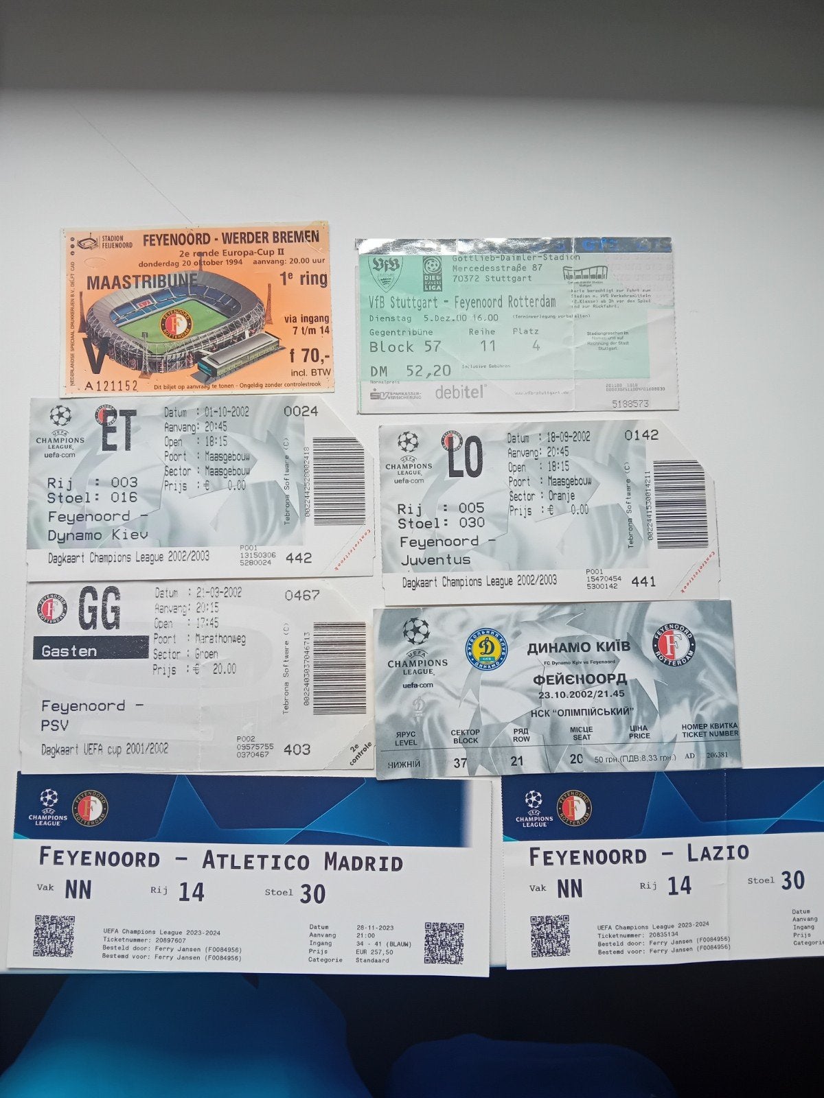 oude voetbal tickets feyenoord, Ophalen of Verzenden, Zo goed als nieuw, Feyenoord