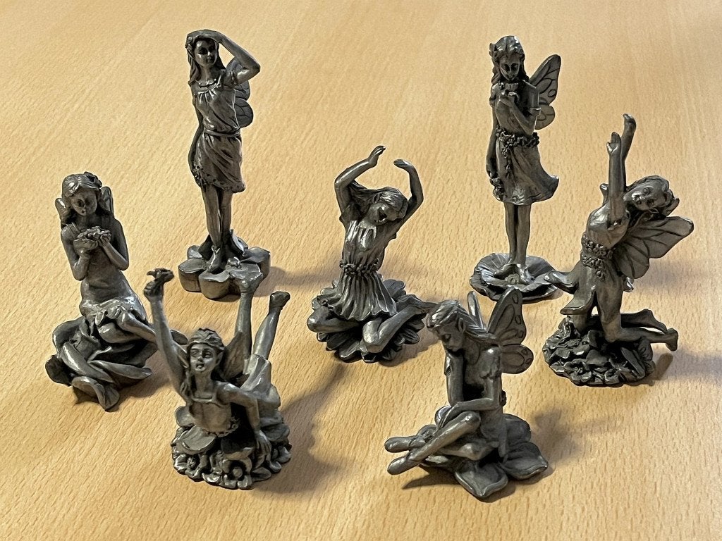 Vintage tinnen elven beeldjes, Ophalen of Verzenden, Zo goed als nieuw, Fantasy
