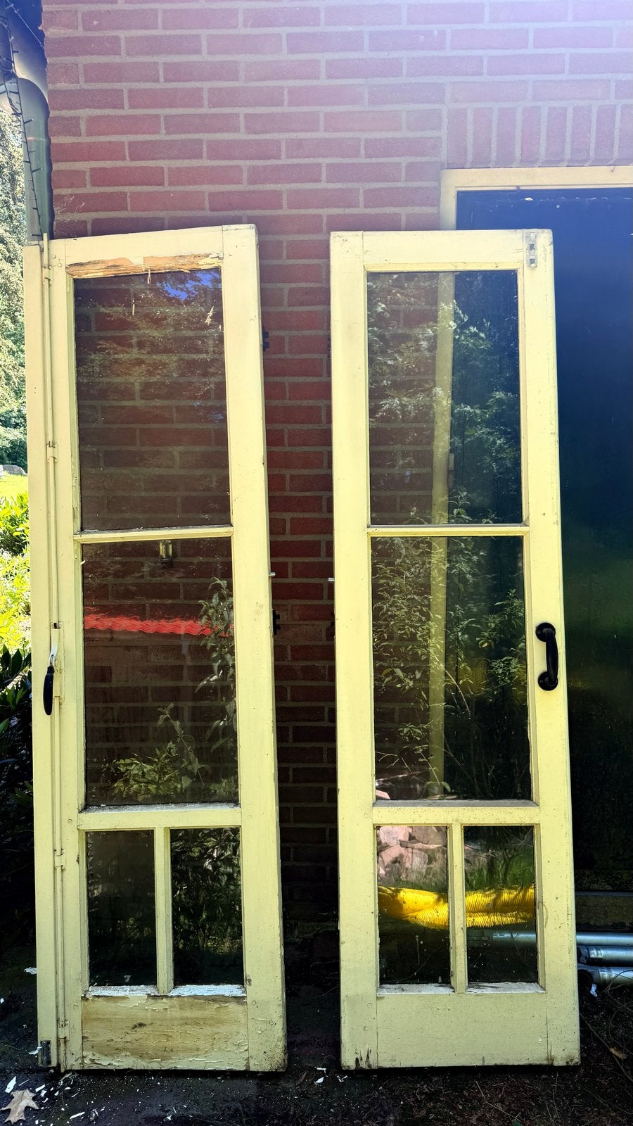Stolp deuren met glas en hang en sluitwerk buiten of binnen, Ophalen, Gebruikt, 80 tot 100 cm, Buitendeur