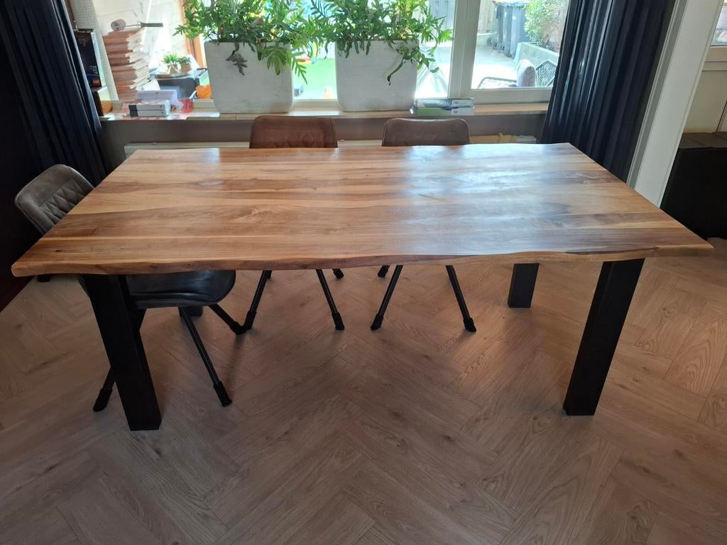 Salon en eetkamer tafel, echt teak!, Huis en Inrichting, Complete eetkamers, Ophalen, Gebruikt