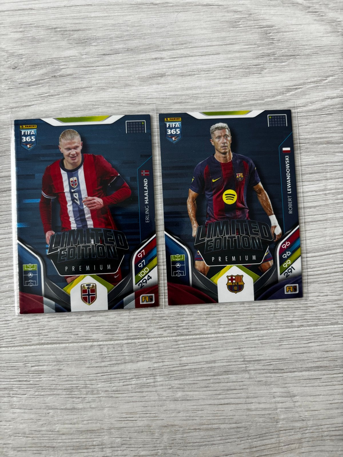 Panini FIFA 365 Limited Edition Premium Haaland & Lewandowsk, Ophalen of Verzenden, Zo goed als nieuw, Buitenlandse clubs, Spelerskaart