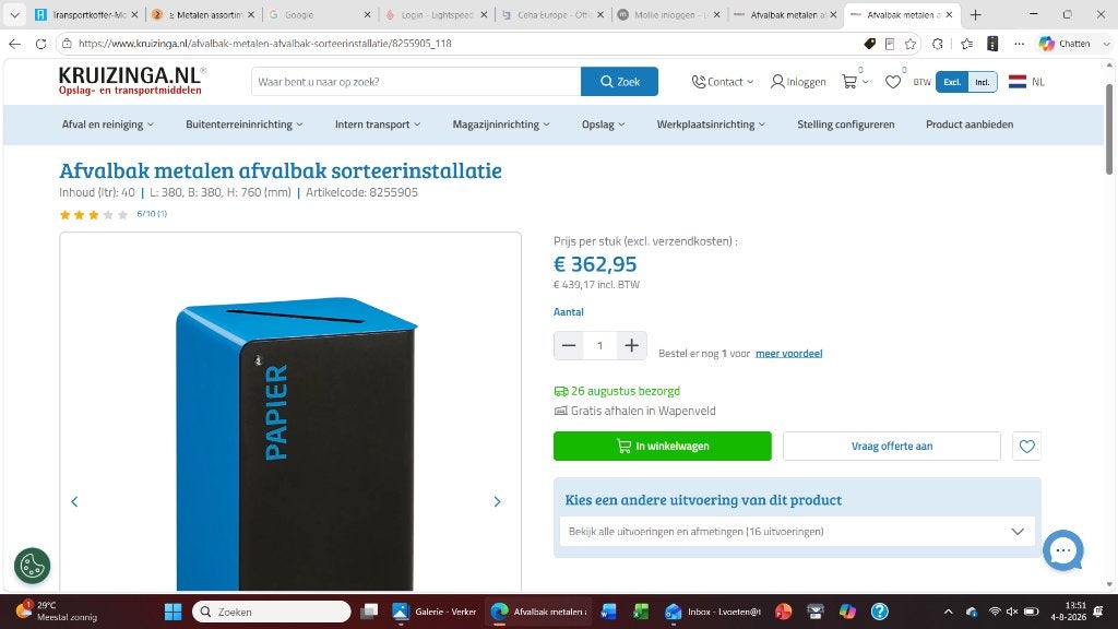 Foto 19 van Metalen Afvalbak Prullenbak Papierbak Afval Sorteren (nieuw)