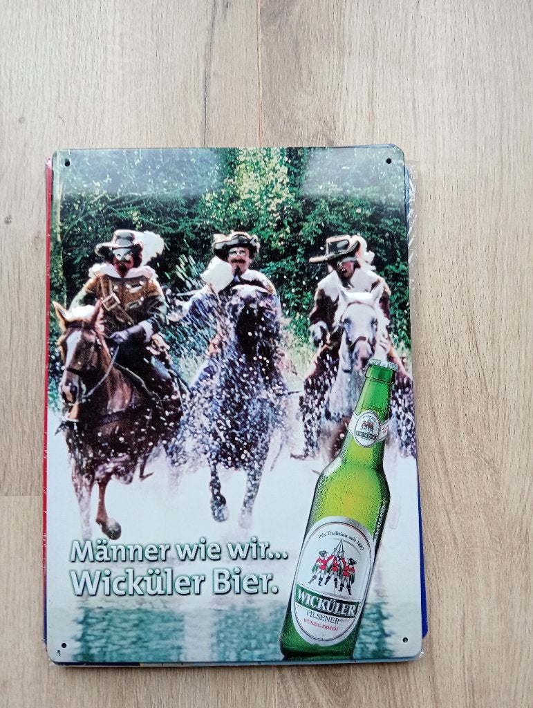 Wicküler Bier reclame met paarden afbeelding, Ophalen of Verzenden, Nieuw, Reclamebord, Plaat of Schild, Overige merken
