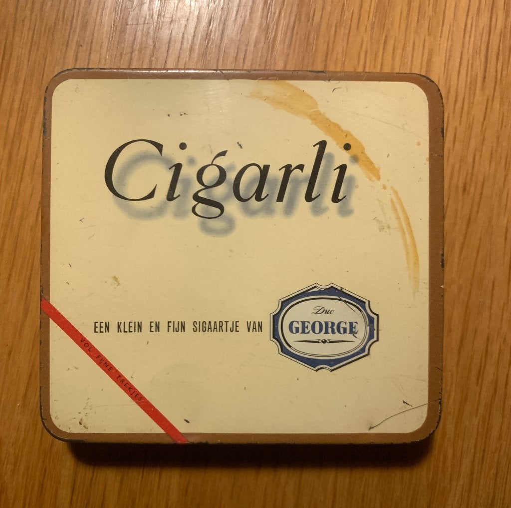 Leeg blik Duc George Cigarli sigaren sigarenblik, Ophalen of Verzenden, Gebruikt, Tabaksdoos of Verpakking