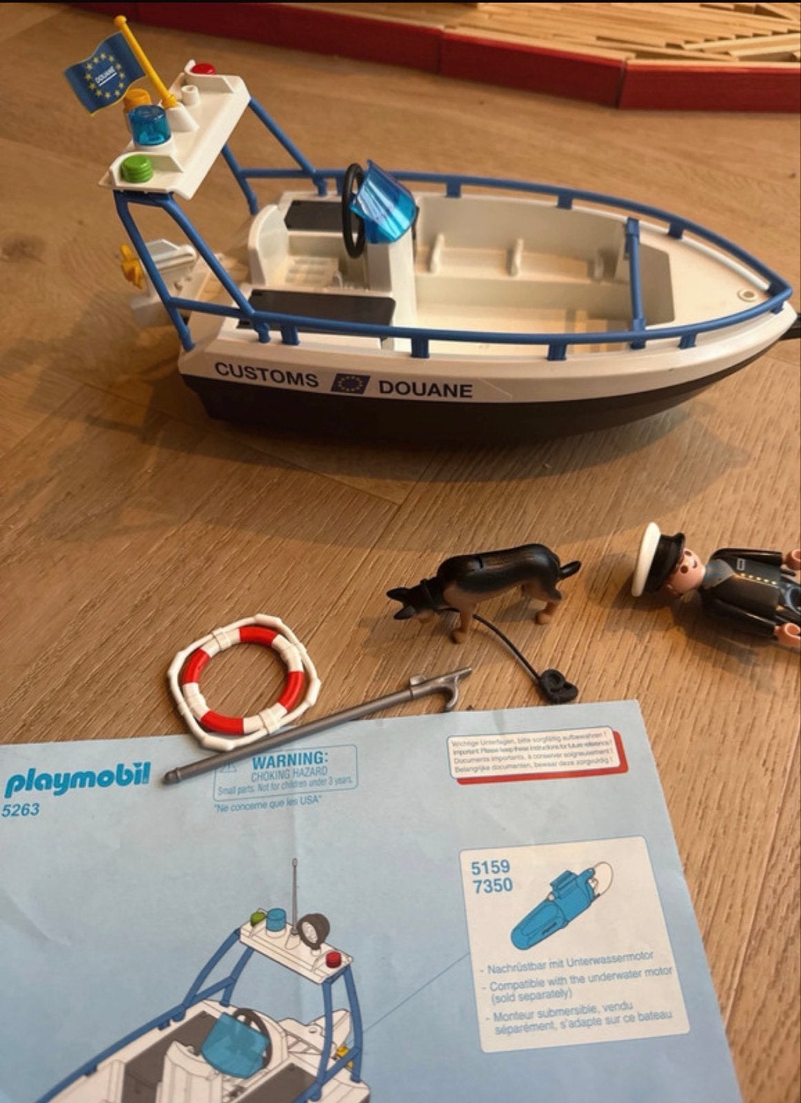 Playmobil 5263 Douane Boot met Hond en Figuur, Complete set, Playmobil, Ophalen of Verzenden, Zo goed als nieuw