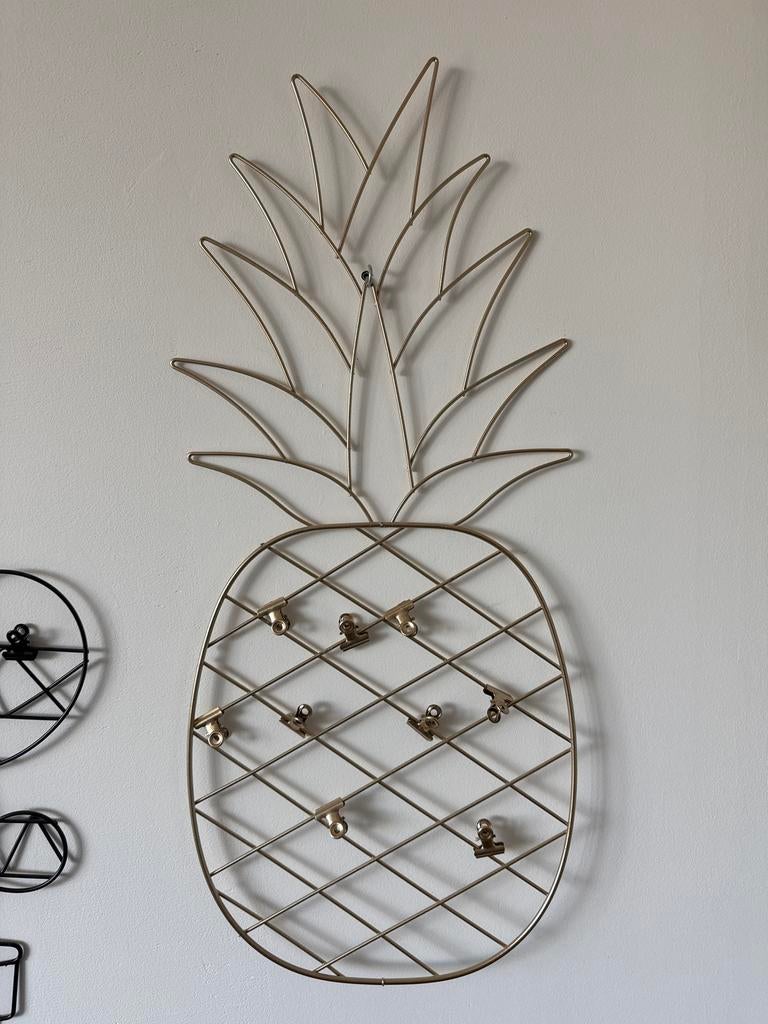 2 draadpanelen: Ananas en Cactus, Metaal, Gebruikt, Ophalen of Verzenden, Goud