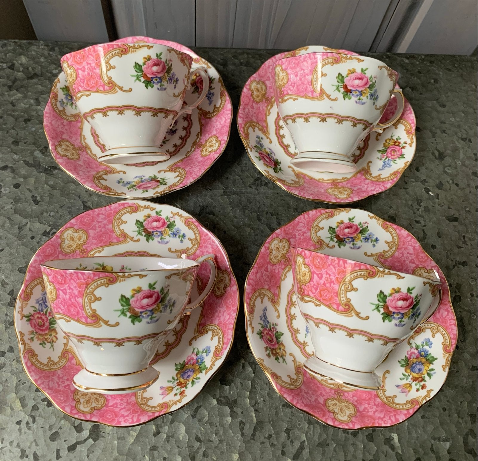 Set van 4 Royal Albert Lady Carlyle kop en schotels, Ophalen of Verzenden