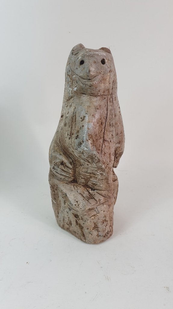 Stenen beeld, Beer, Grizzlybeer, beeldhouwerk 27 cm. 2A14
