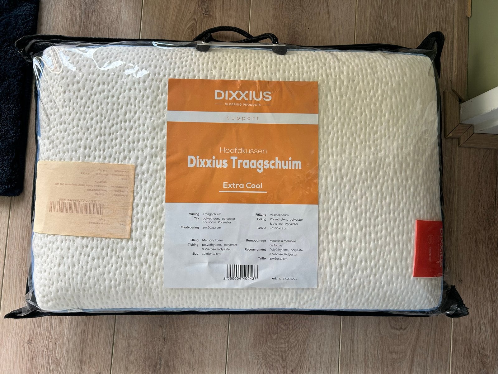 Dixxius Traagschuim Hoofdkussen Extra Cool 40x60x12 cm, Schuim, Eenpersoons, Wit, Nieuw
