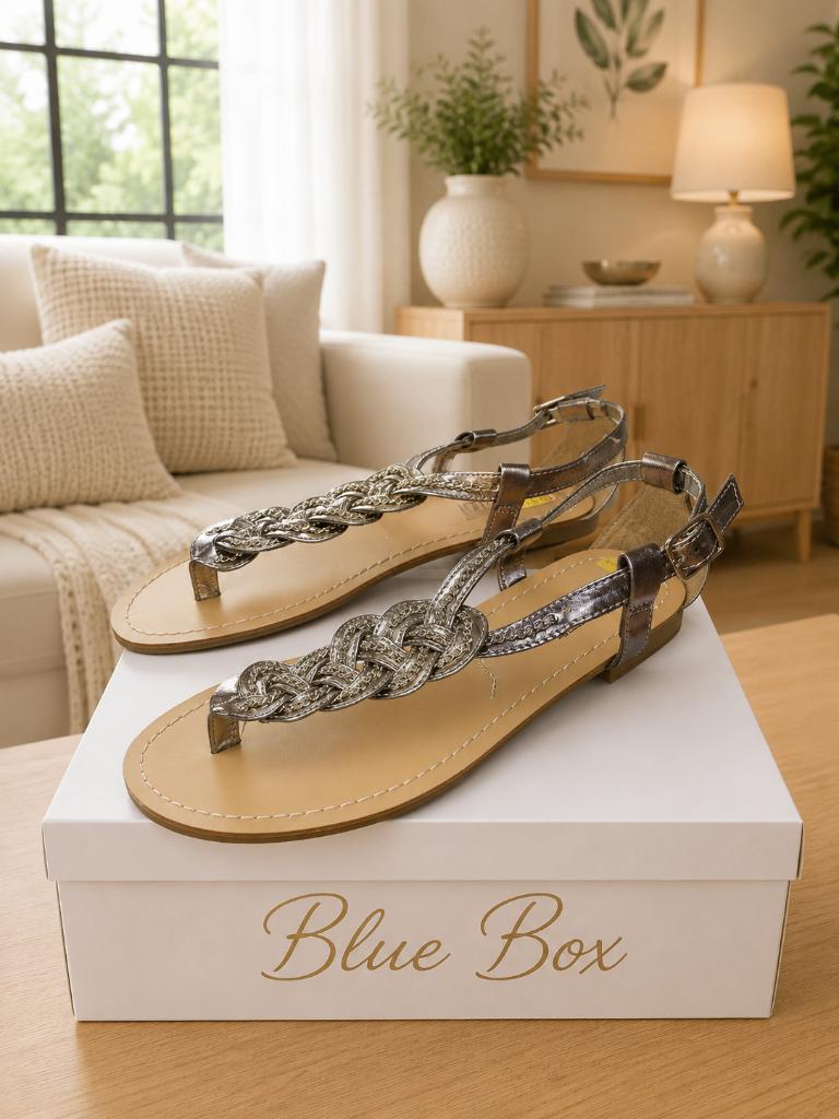 Blue Box Zilveren Sandalen met Sieraden – Maat 41, Kleding | Dames, Schoenen, Nieuw, Sandalen of Muiltjes, Overige kleuren, Ophalen of Verzenden