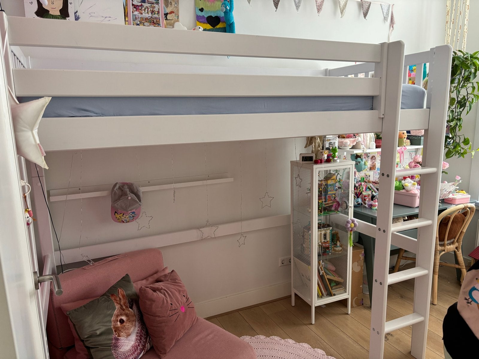 Hoogslaper wit - Ideaal voor kleine kamers, Ophalen, Gebruikt, Eenpersoons, 200 cm
