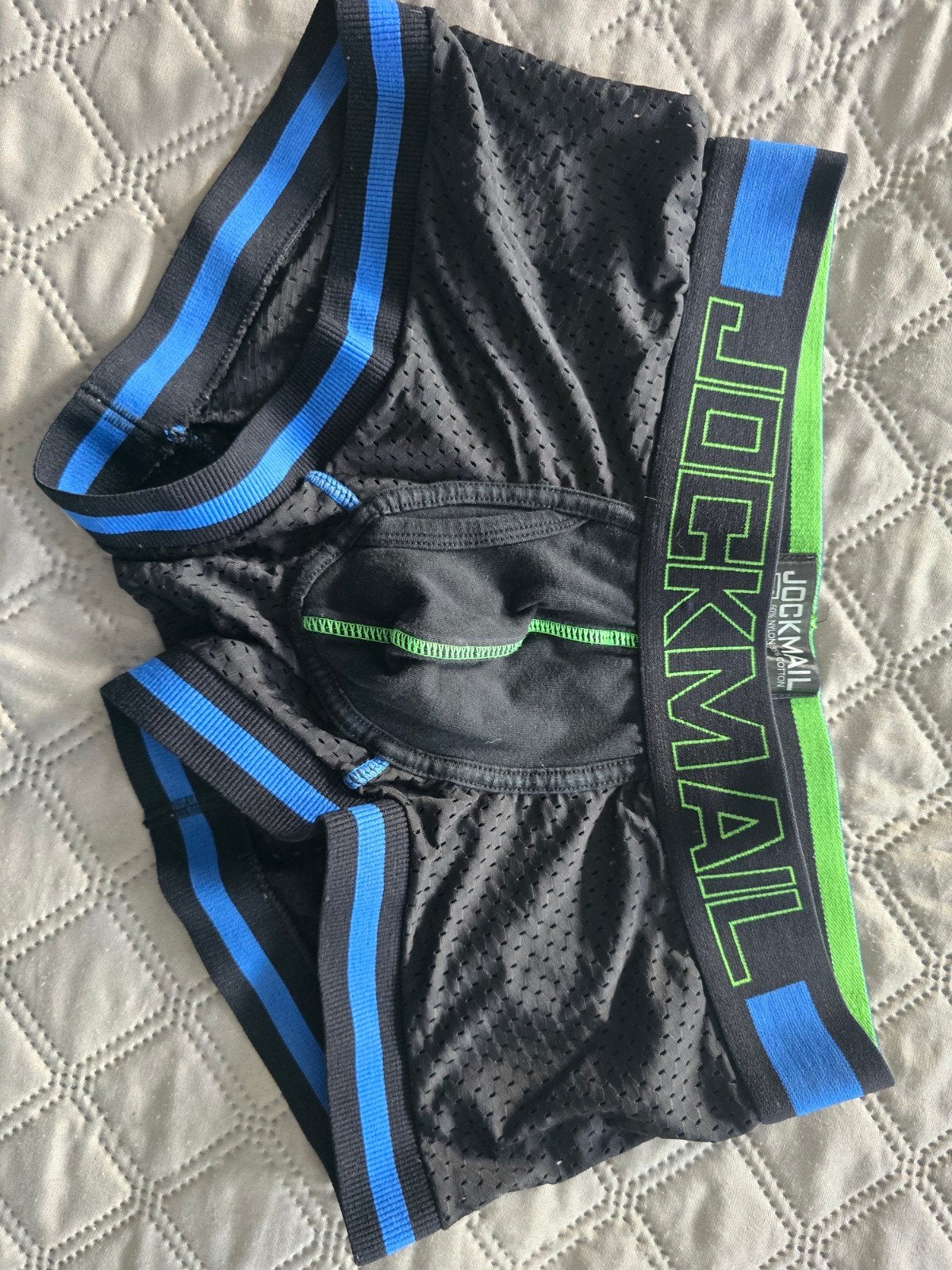 Jockmail Boxer - Zwart met blauwe en groene accenten maat M, Kleding | Heren, Ophalen of Verzenden, Zwart, Jockmail, Boxer
