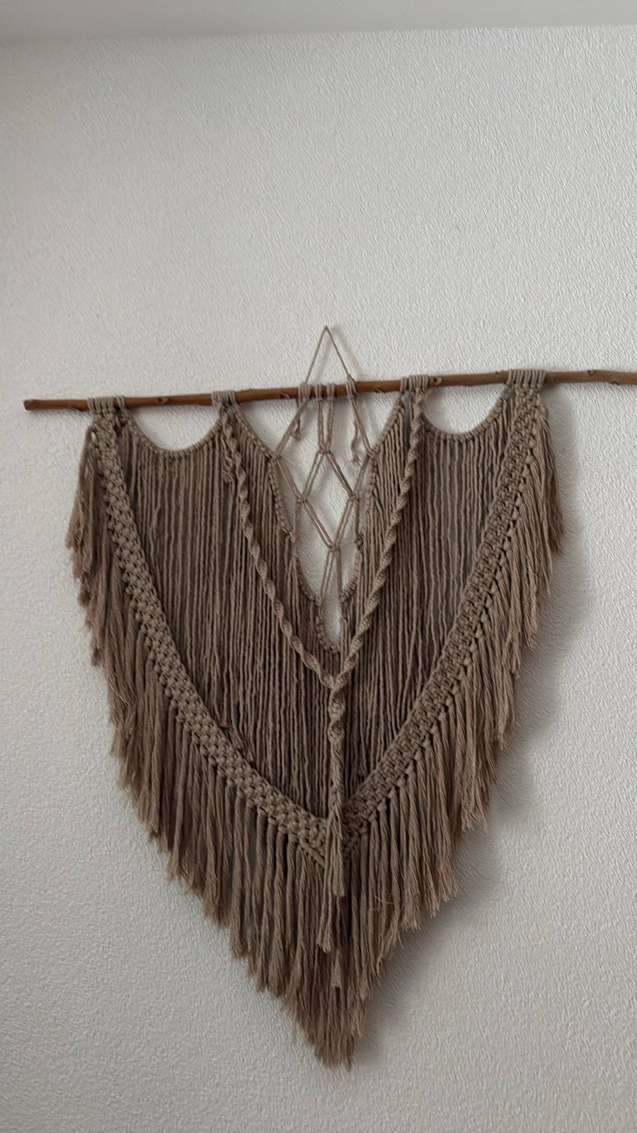 Macramé Wandhanger Boho Stijl - Handgemaakt, Ophalen, Textiel, Zo goed als nieuw, Bruin