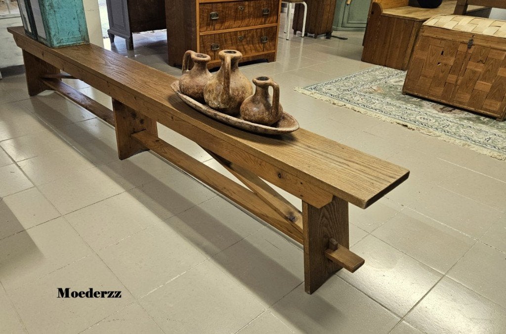 Vintage bank oud hout, Antiek en Kunst, Ophalen