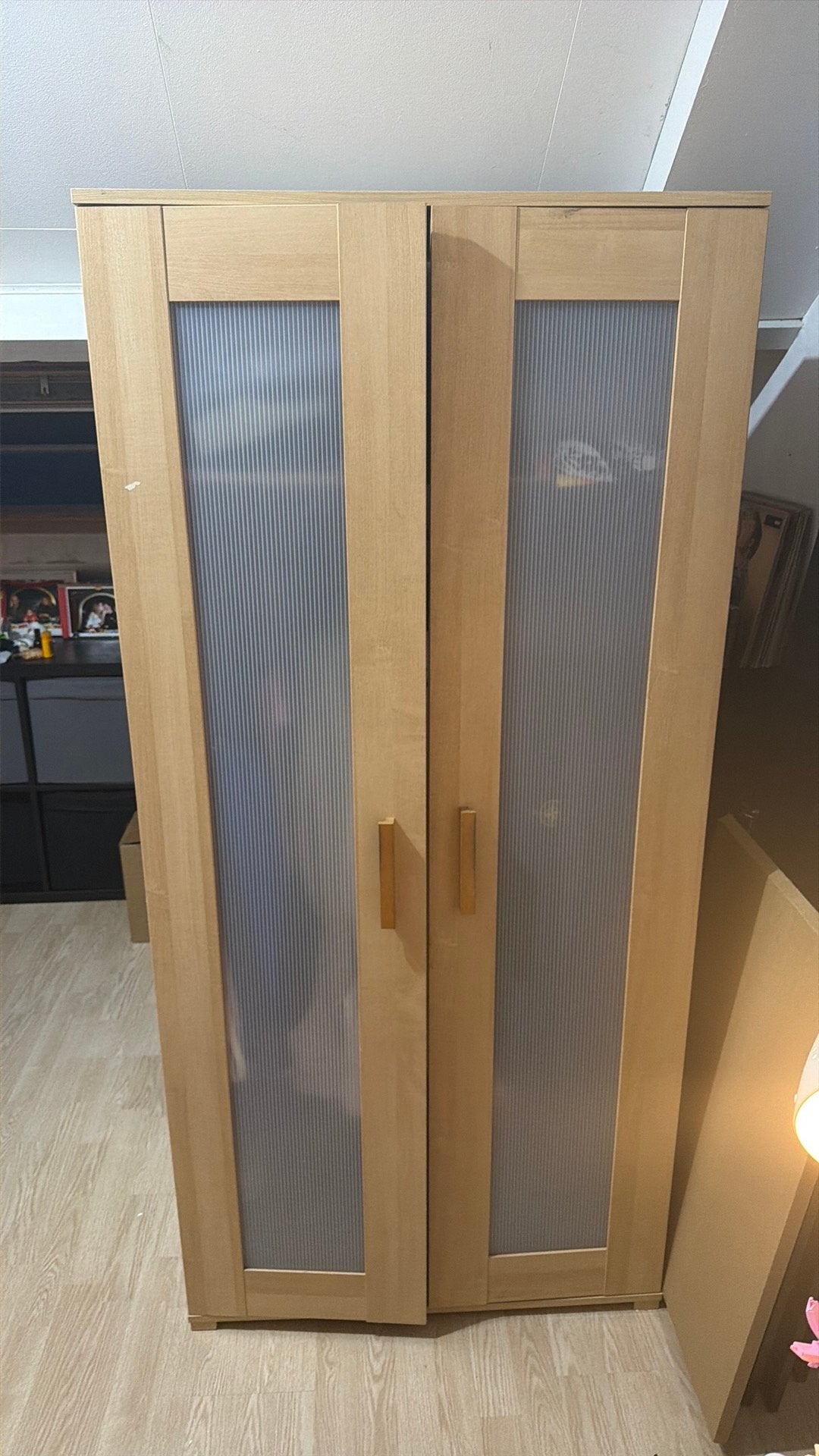 Lichtbruine ikea kledingkast, Ophalen, Met deur(en), Gebruikt, Eikenhout
