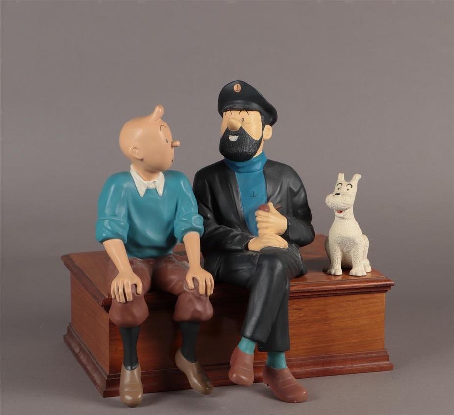 Tintin - Leblon Delienne beeld - Kuifje , Haddock en Snowy, Verzamelen, Stripfiguren, Gebruikt, Beeldje of Figuurtje, Kuifje, Ophalen of Verzenden