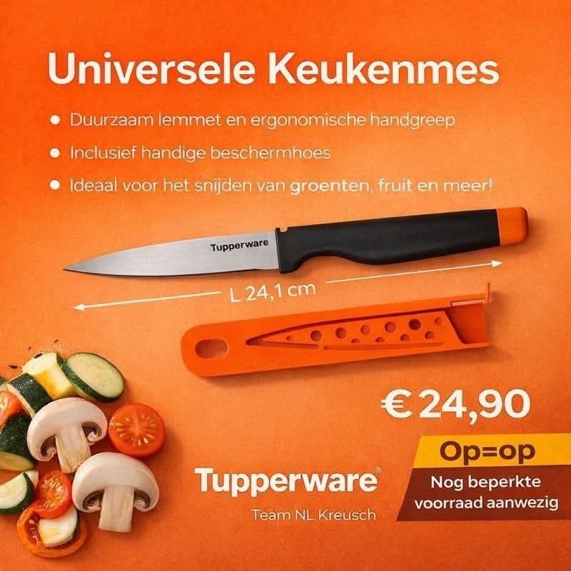 Tupperware Universeel Keukenmes met Beschermhoes, Overige typen, Nieuw, Ophalen of Verzenden, Zwart