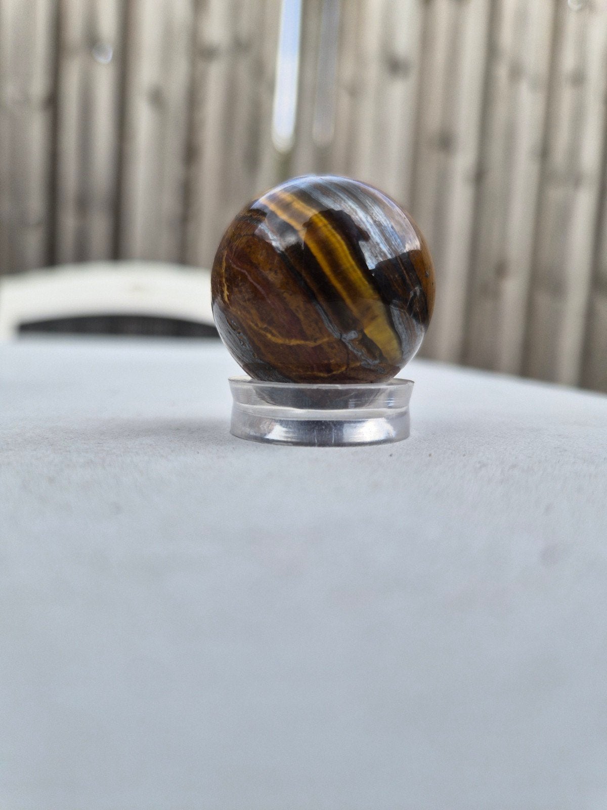 Tijgeroog bol - Natuursteen kristal, Ophalen of Verzenden, Zo goed als nieuw