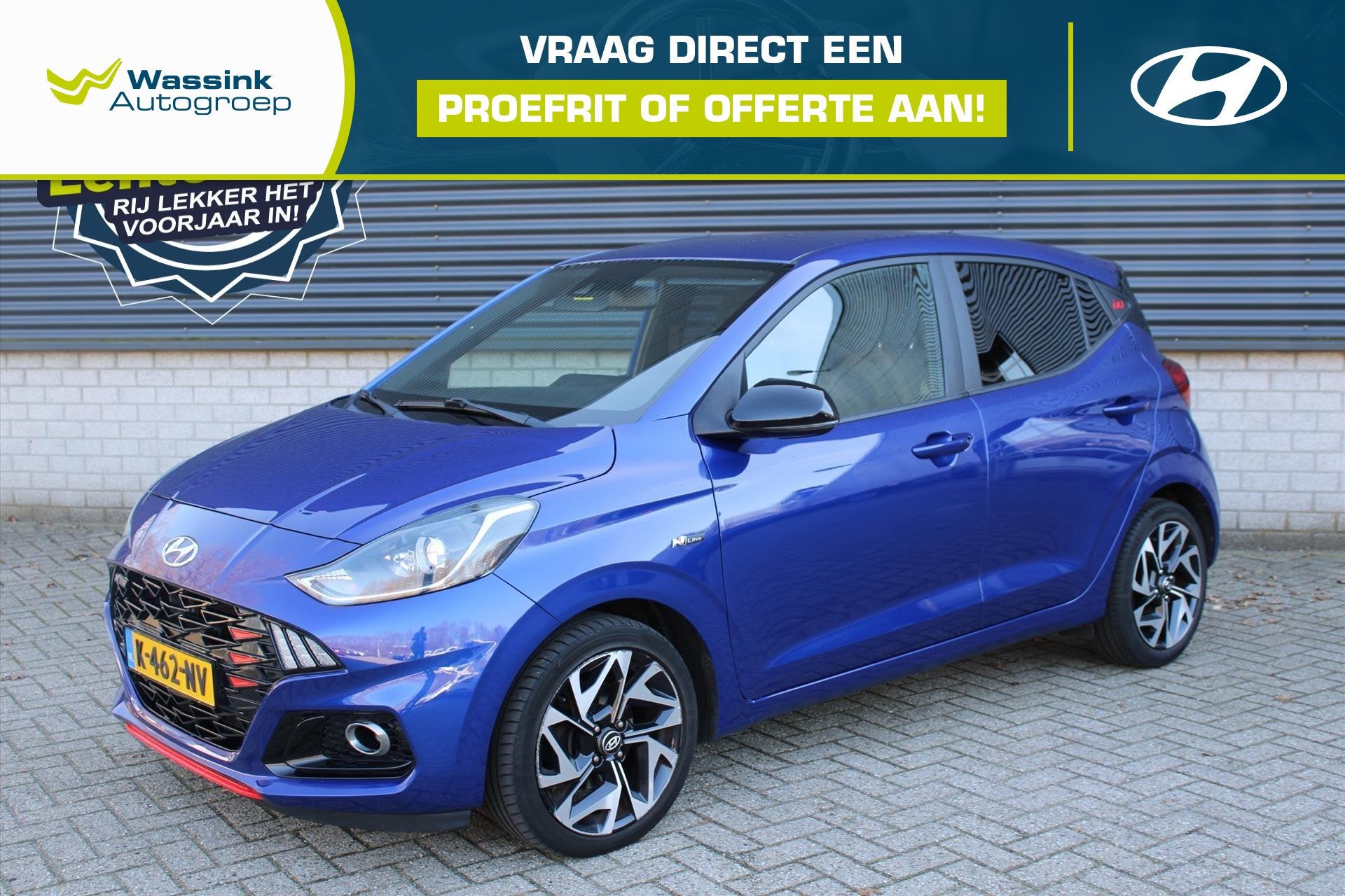Hyundai i10 1.0i 100pk N-Line | Achteruitrijcamera | Stoelve, Voorwielaandrijving, Stof, Euro 6, Blauw